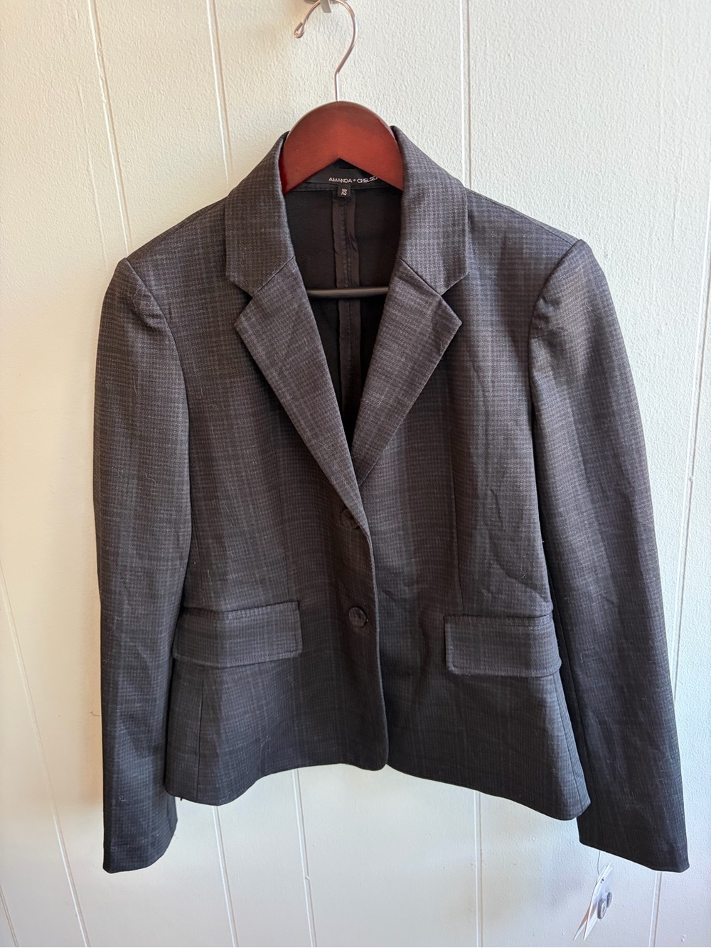 NWT Nordstrom Women's Charcoal Plaid Tailored Blazer * Amanda + Chelsea